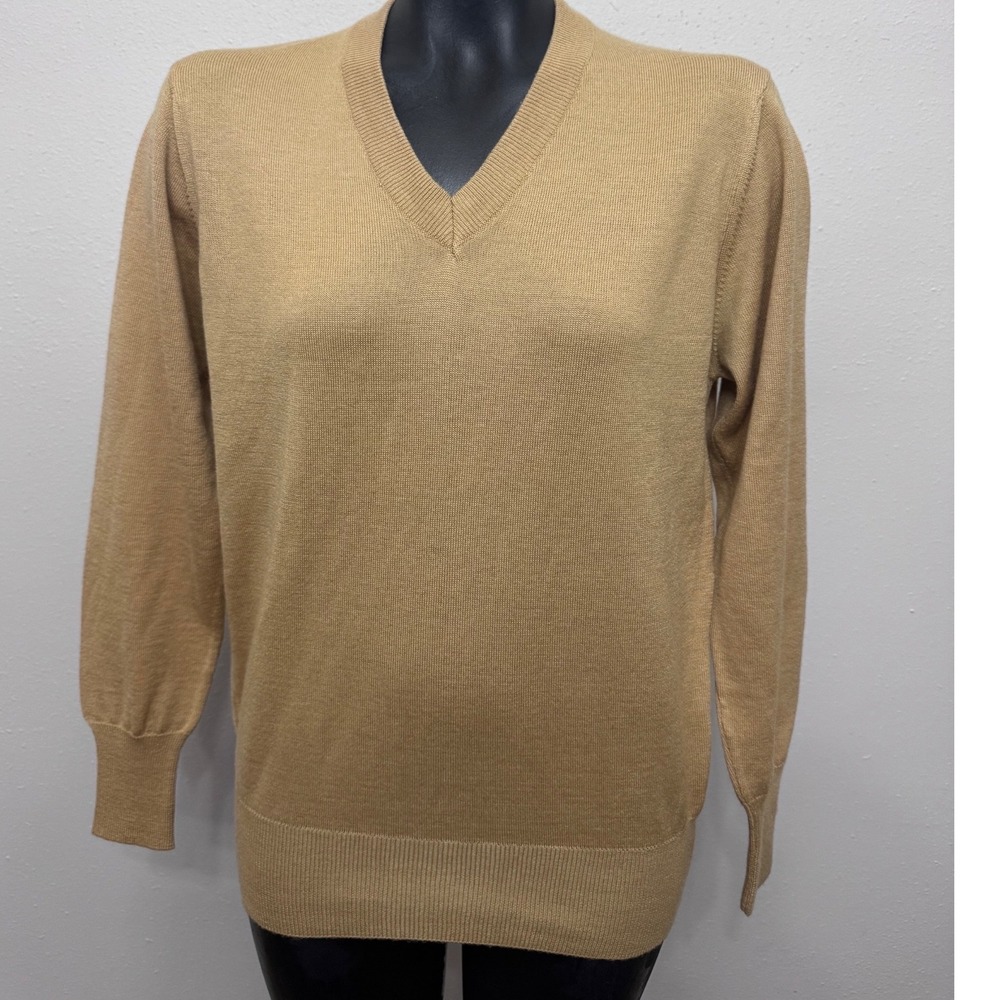 Lord & Taylor The Mans Shop Camel Wool Blend Sweater Sz M V-Neck Made in Italy M